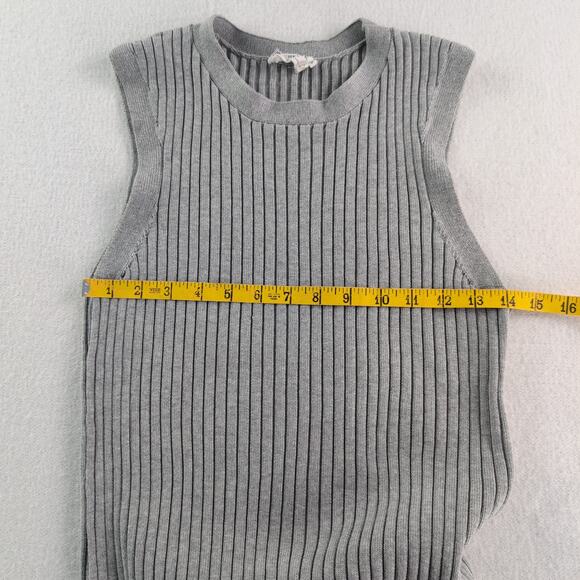 FRAME Denim Heather Grey Ribbed Knit Stretch Midi Women's Small MinimalistLuxe - Picture 6 of 8